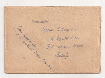 FD2 - Plic Circulat Intern, Iasi - Galati, Include Corespondenta - 1952 foto