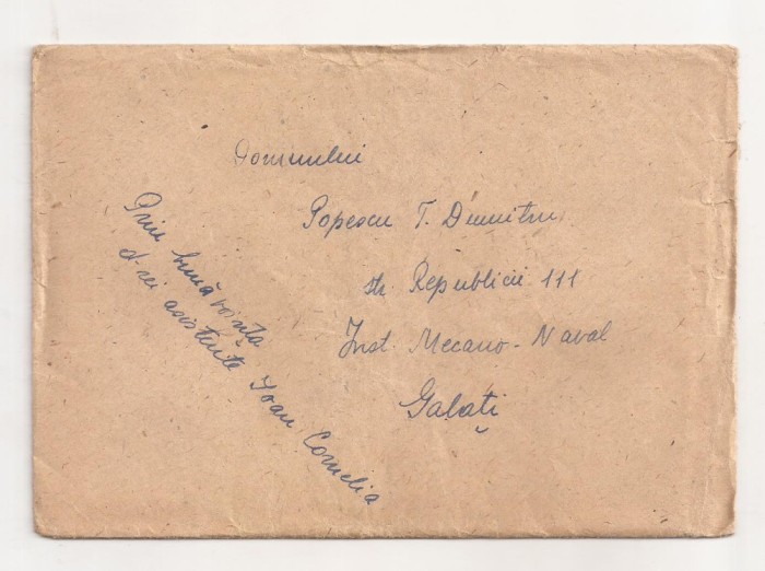 FD2 - Plic Circulat Intern, Iasi - Galati, Include Corespondenta - 1952