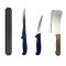 Set profesional de macelarie, dezosat, transat, filetat, 2 cutite, otel carbon, suport magnetic, satar