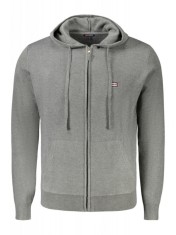 Hanorac cu fermoar barbati, cu mini logo brodat, Regular fit, gri deschis, L