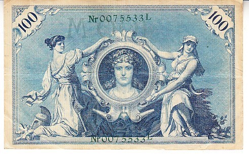 B11 9 - Bancnota foarte veche - Germania - 100 marci - 1908 - serie verde