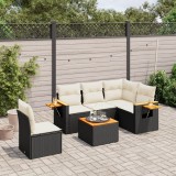 vidaXL Set mobilier de grădină cu perne, 6 piese, negru, poliratan 3259221