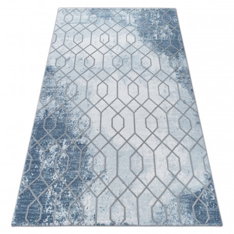 Covor acril Valencia 3951 Heksagon albastru si gri, 80x150 cm
