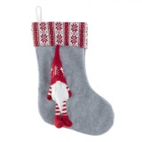 Cizmuliță Decorativă Crăciun, Model Moz Crăciun, Gnome 3D, Poliester, Gri, 38cm, Oem