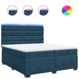 Cumpara ieftin Pat box spring cu saltea, albastru, 200x200 cm, catifea