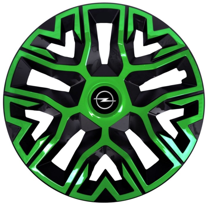 Set 4 Capace Roti 15 inchi (R15), Best Verde-Negru, Compatibile Cu Opel