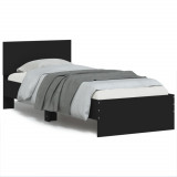 VidaXL Cadru de pat cu tăblie și lumini LED, negru, 90x190 cm