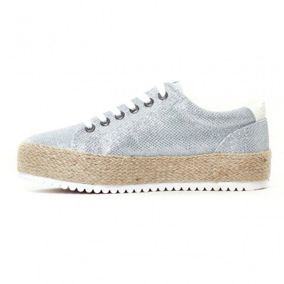 CH2493-6 Pantofi casual cu aspect metalizat si talpa plana groasa foto