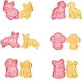 Set de 6 forme pentru biscuiti LUCTHY, model animalute, polipropilena, roz