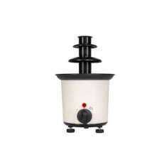 Fantana de ciocolata, capacitate 200ml, putere 30W, cu 10 betisoare pentru servire, sistem anti-alunecare, diametru 15 cm, alb