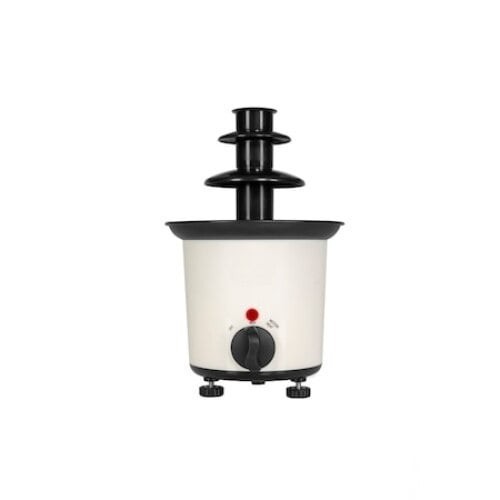 Fantana de ciocolata, capacitate 200ml, putere 30W, cu 10 betisoare pentru servire, sistem anti-alunecare, diametru 15 cm, alb