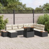 Cumpara ieftin Set de masă pentru grădină cu pernă 9 pcs Crem Negru