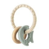Inel de dentitie BiteDuo pentru bebelusi, din lemn si silicon, 3+ luni, Reer 79302 Children SafetyCare