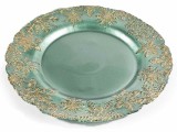 Cumpara ieftin Platou Craciun sticla aurie verde 32.5 cm