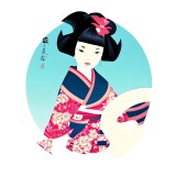 Cumpara ieftin Sticker decorativ, Fata Japoneza, Multicolor, 60 cm, 7596ST