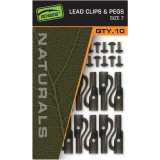 Clips Plumb Pierdut + Pin Fox Edges Naturals Lead Clip &amp; Pegs Nr.7, 10buc/pac