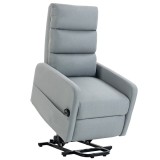 HOMCOM Fotoliu relax electric cu ajutor la ridicare, Telecomandă, Spumă moale, Buzunar lateral, Tapițerie cu aspect de in, Gri | Aosom Romania
