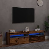 VidaXL Dulapuri TV cu lumini LED, 2 buc., lemn vechi, lemn prelucrat