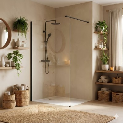 Paravan de dus Rea Flexi Transparent / Black 100 foto