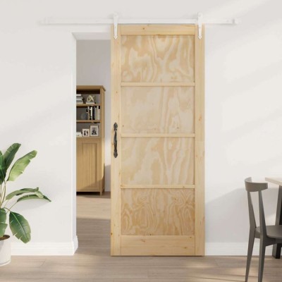 Ușă glisantă Manual Natural și alb 86 x 211 cm foto