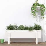 VidaXL Strat &icirc;nălțat de grădină, alb, 101x30x38 cm, lemn masiv de pin