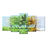 Set 5 piese tablou pictat manual living, dormitor, Anotimpuri, 200x100cm ulei pe panza, Mircea Iordache