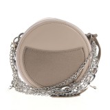 Geanta rotunda bej cu lanturi decorative