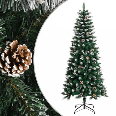 Pom de Crăciun artificial cu suport, verde, 150 cm, PVC foto