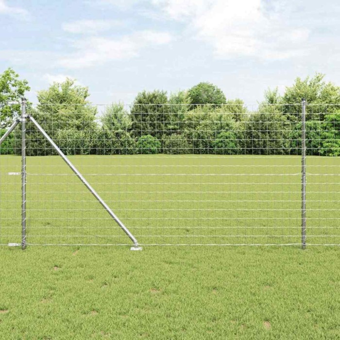 vidaXL &Icirc;ngrădire cu st&acirc;lpi Argintiu 1.4 x 10 m Oțel
