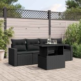 vidaXL Set mobilier de grădină cu perne, 5 piese, negru, poliratan 3267095