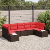 vidaXL Set de canapele pentru grădină cu pernă 7 pcs Maro poliratan 3347214