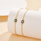 Cumpara ieftin Bratara din Argint 925 Placat cu Aur , Detaliu Oval Verde Smarald