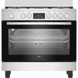 Aragaz mixt Beko BGM11226EX, 5 arzatoare, 8 functii, Timer, Blocare display, Siguranta flacara, Functie dezghetare, Clasa A, Culoare Inox