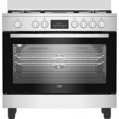 Aragaz mixt Beko BGM11226EX, 5 arzatoare, 8 functii, Timer, Blocare display, Siguranta flacara, Functie dezghetare, Clasa A, Culoare Inox
