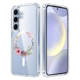 Husa pentru samsung galaxy s25 plus, atasare magnetica, magsafe, pink wreath 20, clear