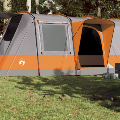Cort de camping tunel 4 persoane, gri portocaliu, impermeabil foto