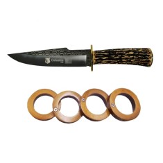 Set cutit de vanatoare Bone Blade, 31 cm si rozeta extensibia pentru autoaparare ,DEPOX&reg; , otel