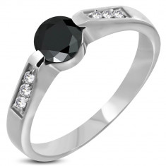 Inel de logodnă din oțel cu ochi negru - Marime inel: 55