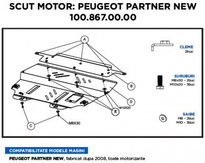 Scut Motor Metalic Citroen. Peugeot New 2008- 44452 100.867.00.00 foto