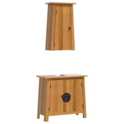 Set mobilier de baie, 2 piese, lemn masiv de pin foto
