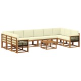 vidaXL Set de canapele de exterior cu pernă 11 pcs Natural și Crem 3385591