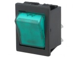 Rocker Switch DPST 16A 250V Verde cu Lumină Neon