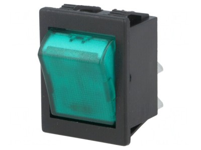 Rocker Switch DPST 16A 250V Verde cu Lumină Neon foto