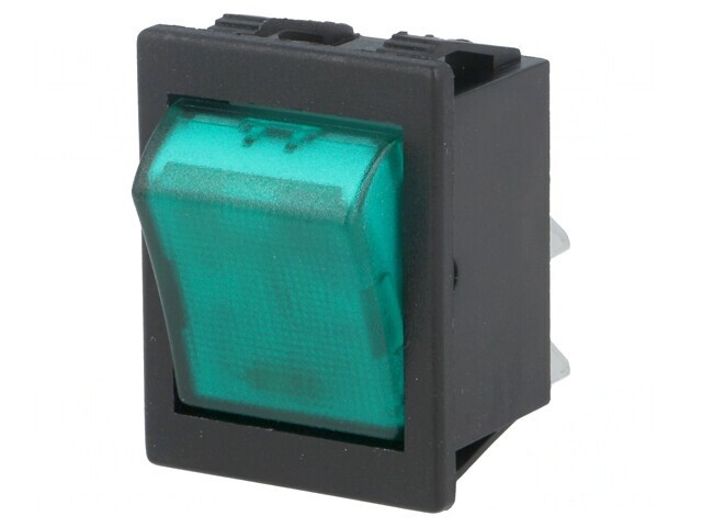 Rocker Switch DPST 16A 250V Verde cu Lumină Neon