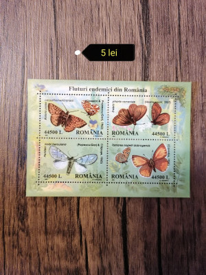 2002 Fluturi Endemici din Romania Bl. 322 LP 1591 MNH, Fauna, Nestampilat foto