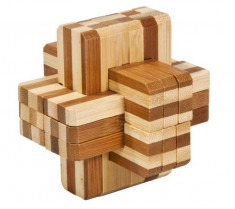 Joc logic IQ din lemn bambus Block cross foto
