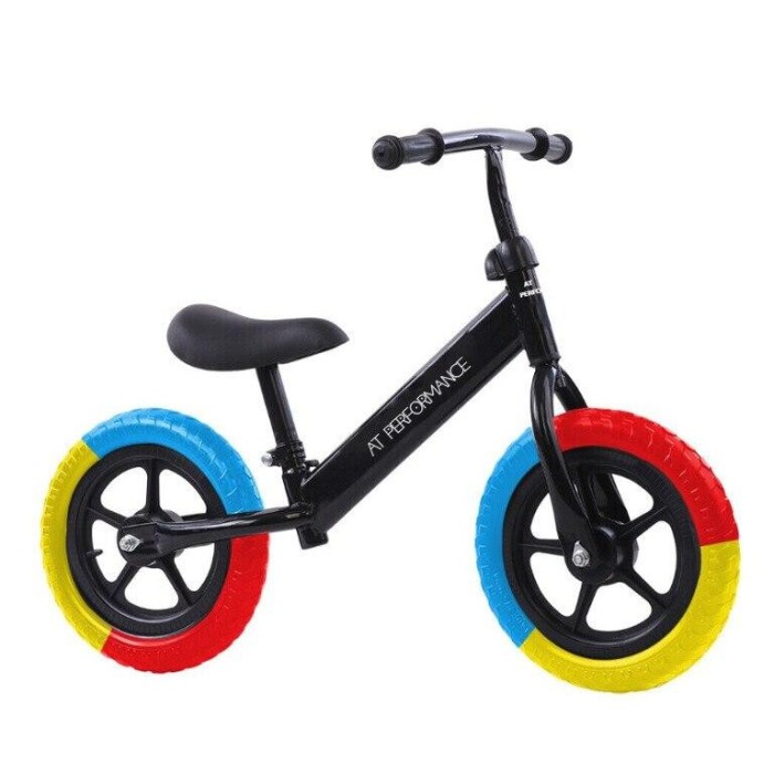 Bicicleta De Echilibru Fara Pedale Pentru Copii Intre 2 si 5 ani Cadru Negru Roti in 3 Culori