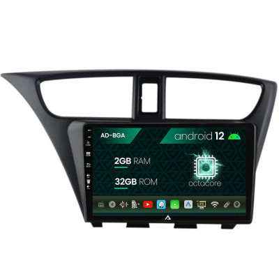 Navigatie Honda Civic Hatchback (2012-2015), Android 12, A-Octacore 2GB RAM + 32GB ROM, 9 Inch - AD-BGA9002+AD-BGRKIT019 foto