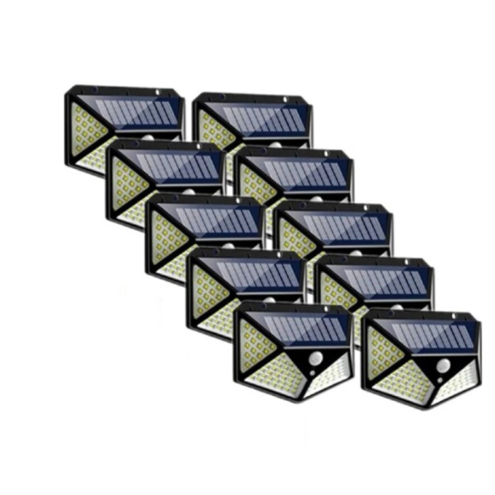Set 10 x Lampa 100 LED cu panou solar, senzor de miscare