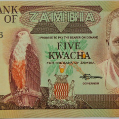 BANCNOTA EXOTICA 5 KWACHA - ZAMBIA, anul 1980 *cod 540 = UNC